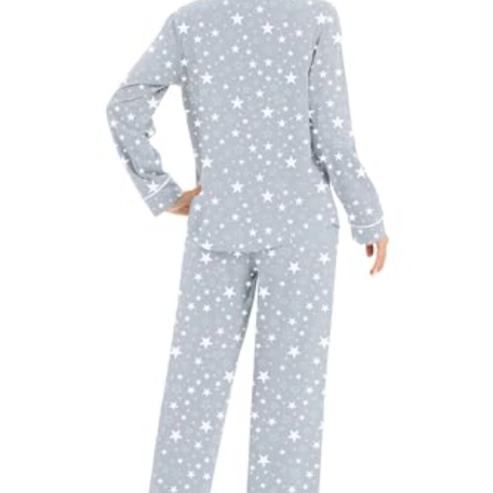 Soft Cotton Pajama Set Button-Down Long Sleeve Sl… - image 7